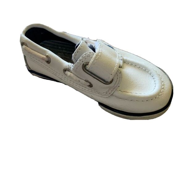 Polo Ralph Lauren Shoes Kids Size 4.5 White Leather Slip On Docksiders Boat Boys - Picture 3 of 7